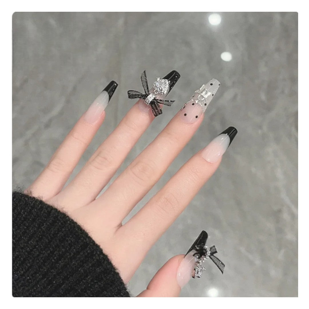 CNBS Nail Charms - Zircon Heart w/ Lacey Bow