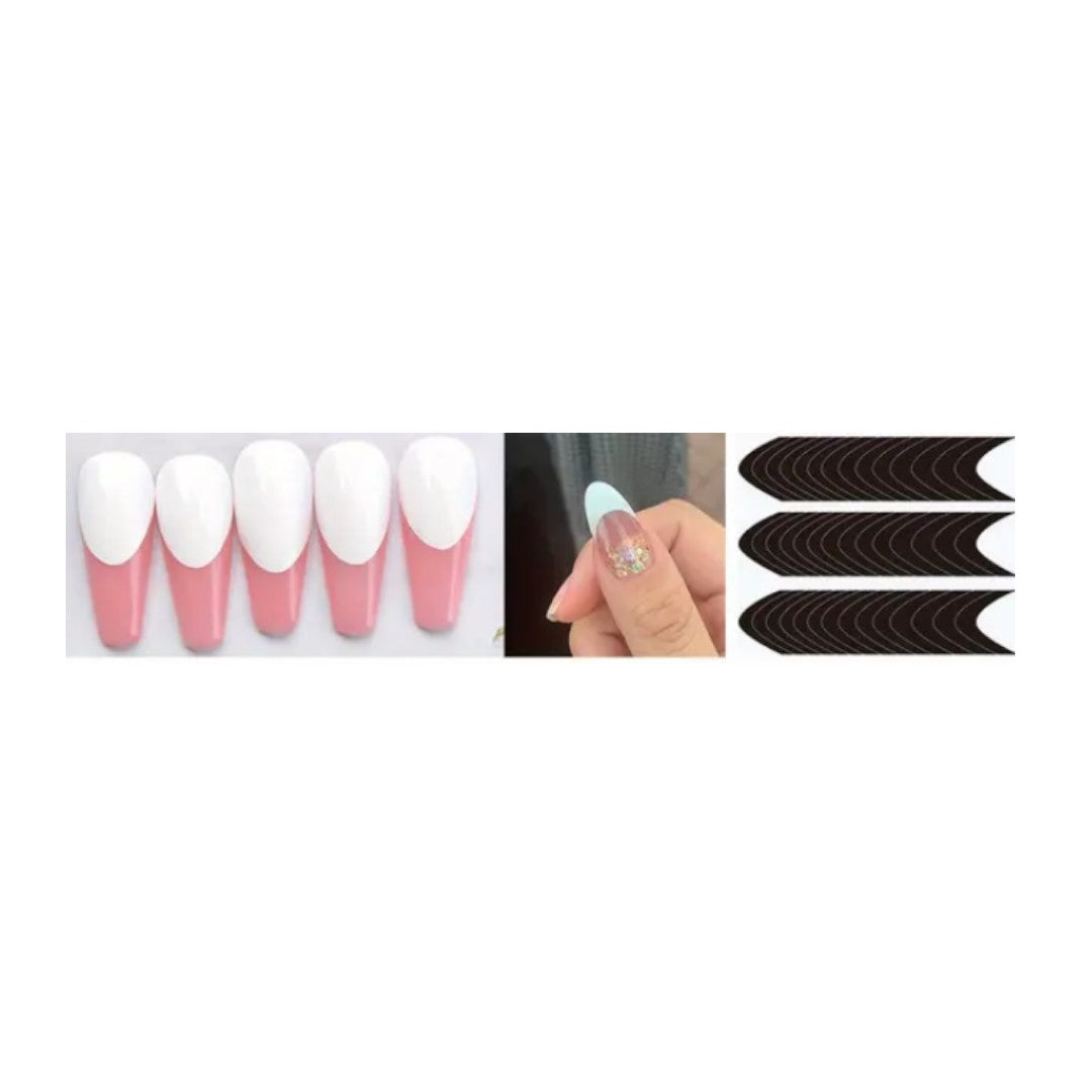 uv gel nail sticker, CNBS French Tip Nail Guides, nails french pink