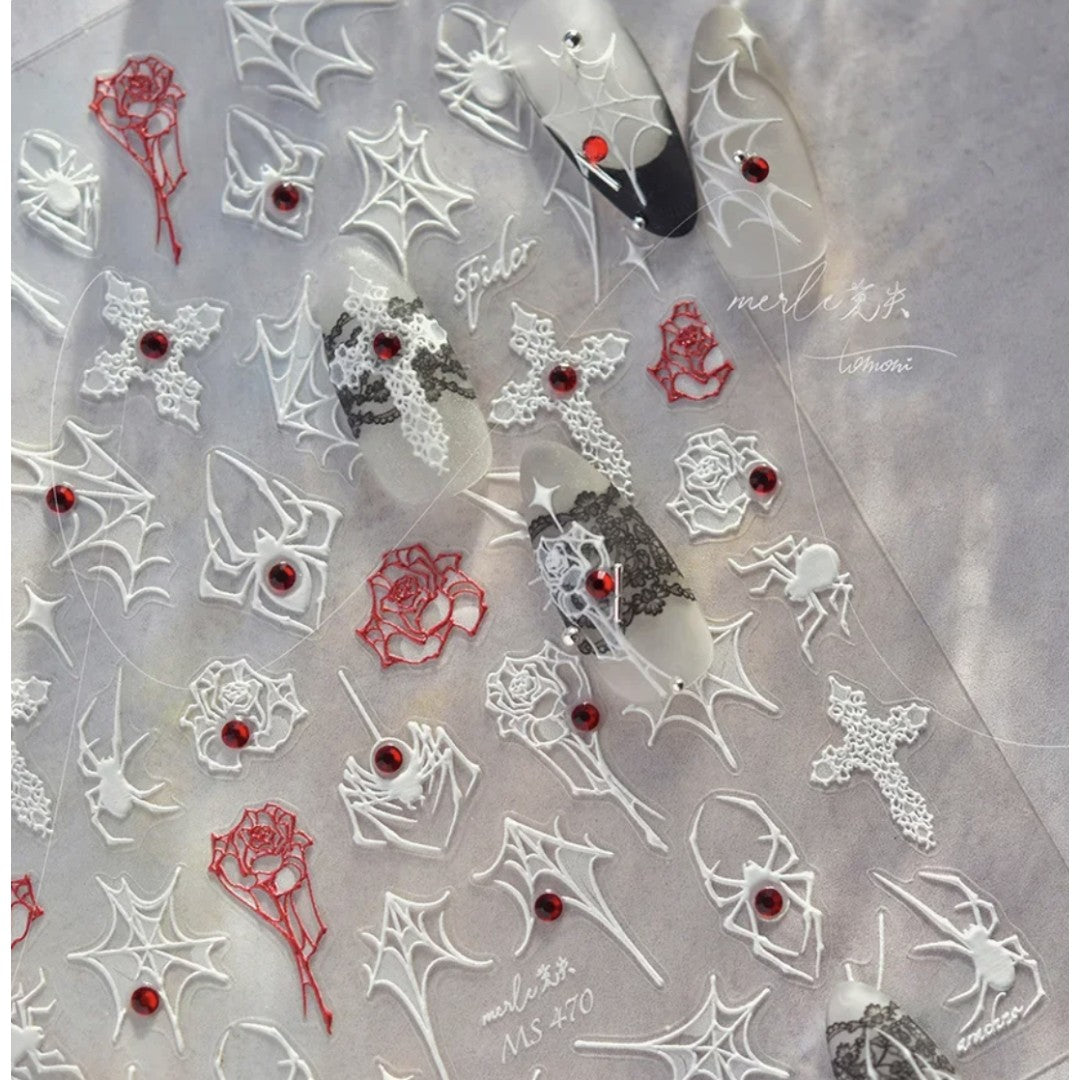 CNBS Nail Stickers, Decals for Nails Gothic Spiders