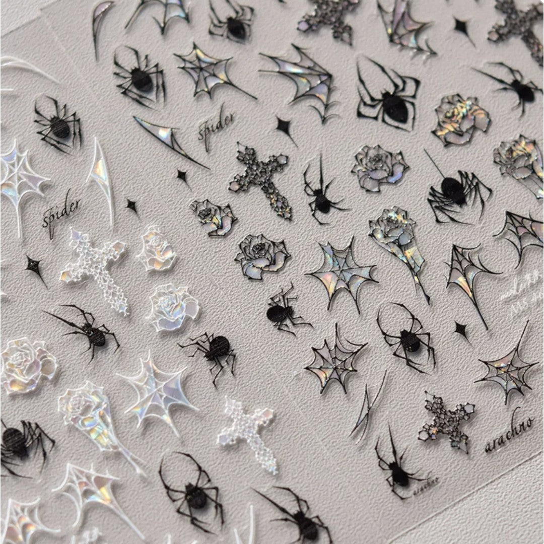 CNBS Nail Stickers, Decals for Nails Gothic Spiders