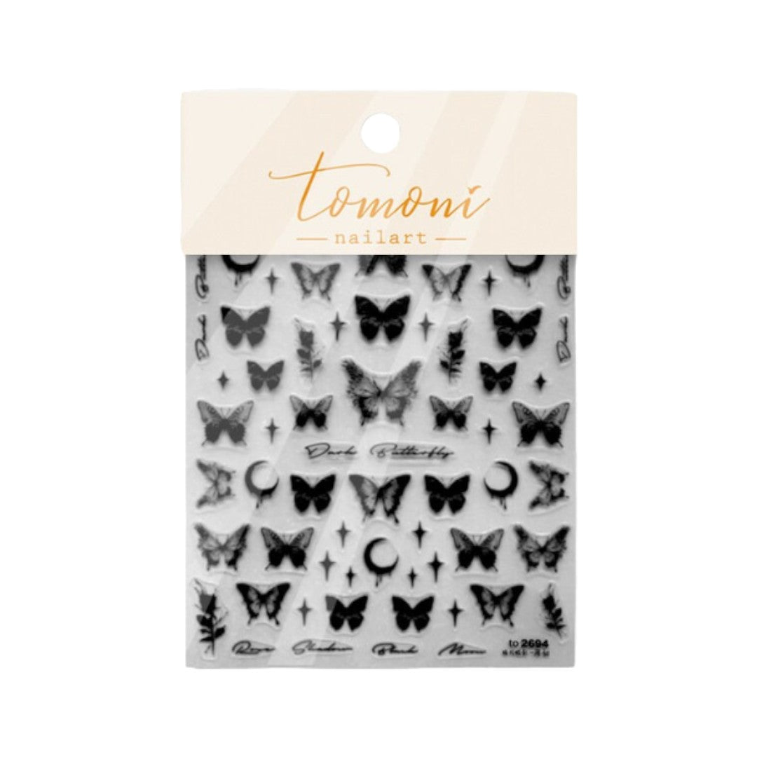 CNBS Nail Stickers, Decals for Nails Dark Butterflies
