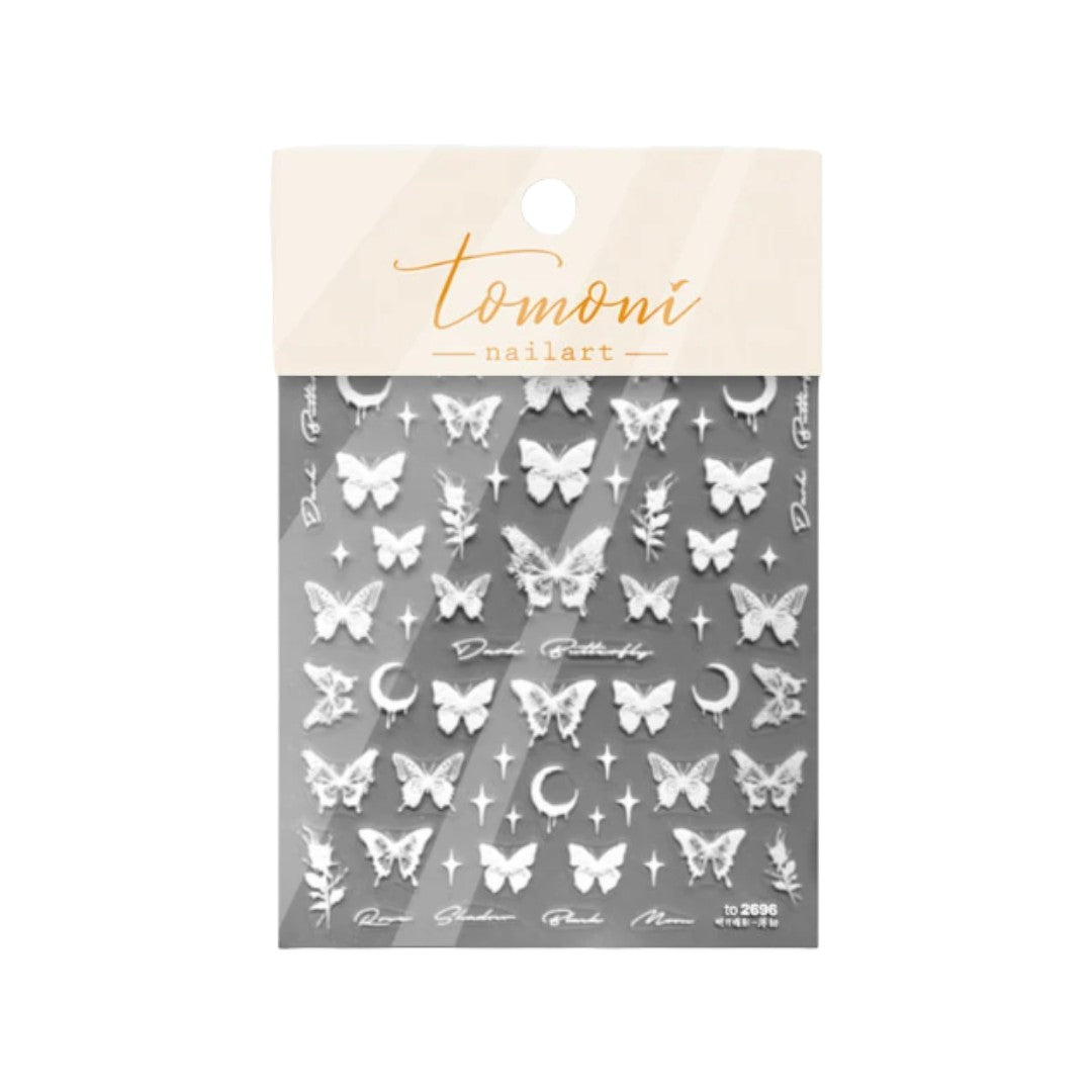 CNBS Nail Stickers, Decals for Nails White Butterflies