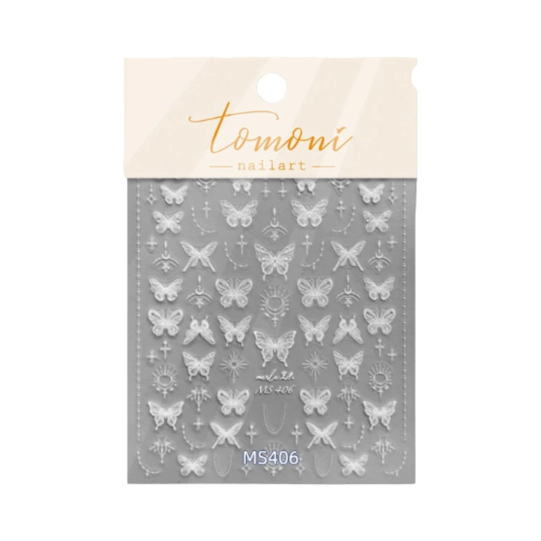 CNBS Nail Stickers, Decals for Nails White Butterflies