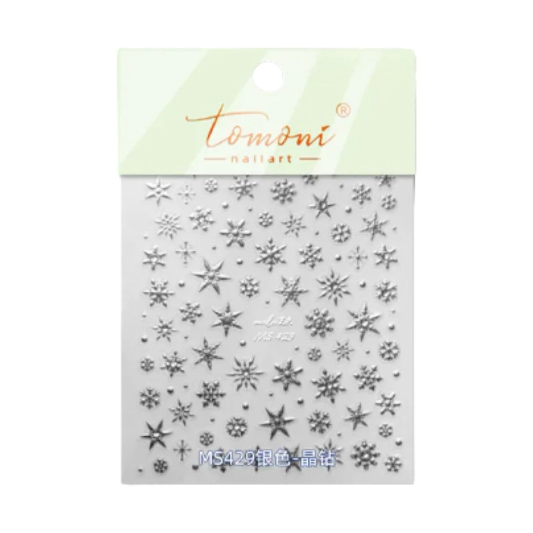 CNBS Nail Stickers, Decals for Nails Metallic Snowflakes