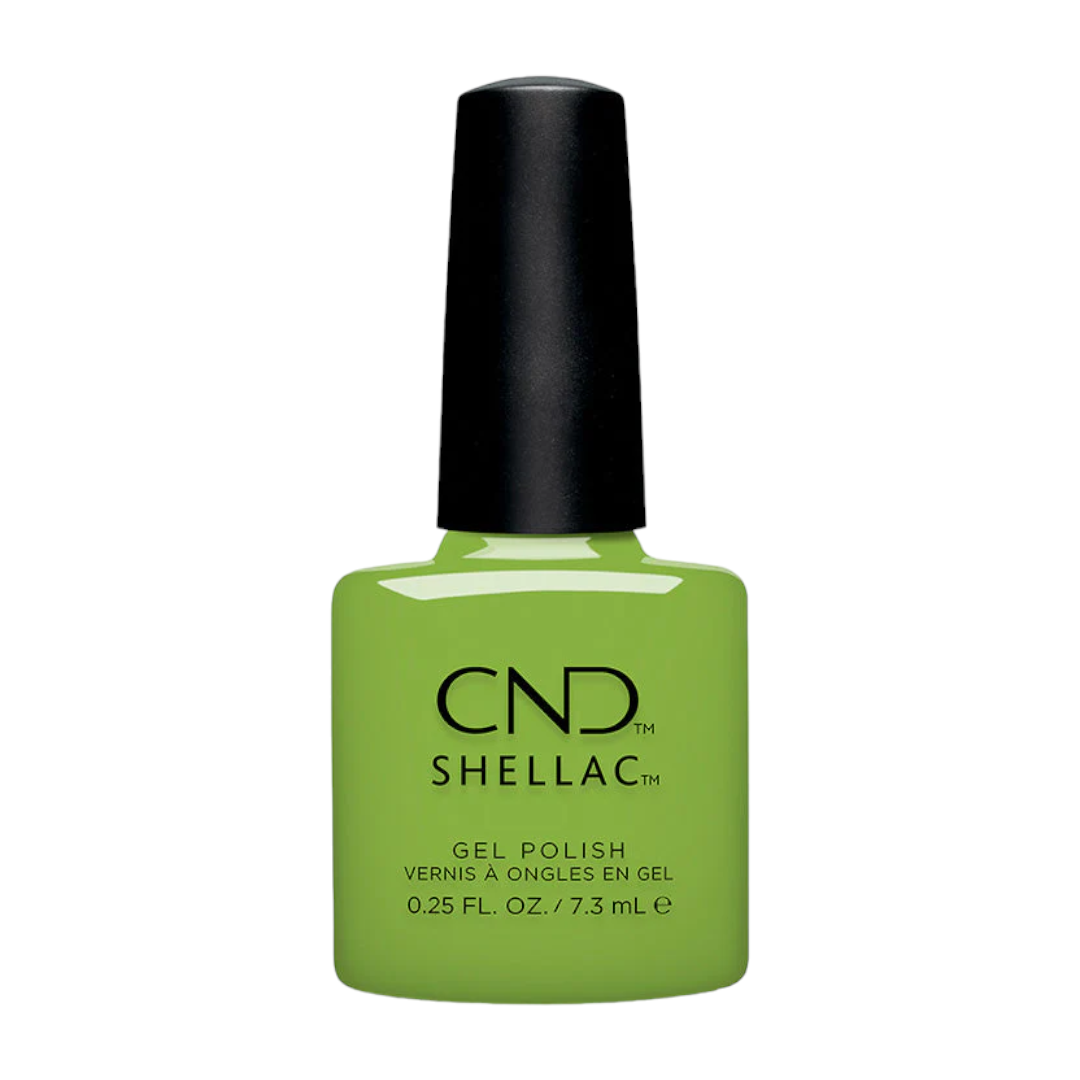 CND Shellac Gel Nail Polish 0.25oz - Meadow Glow, A cheerful green for a feel-good mood.
