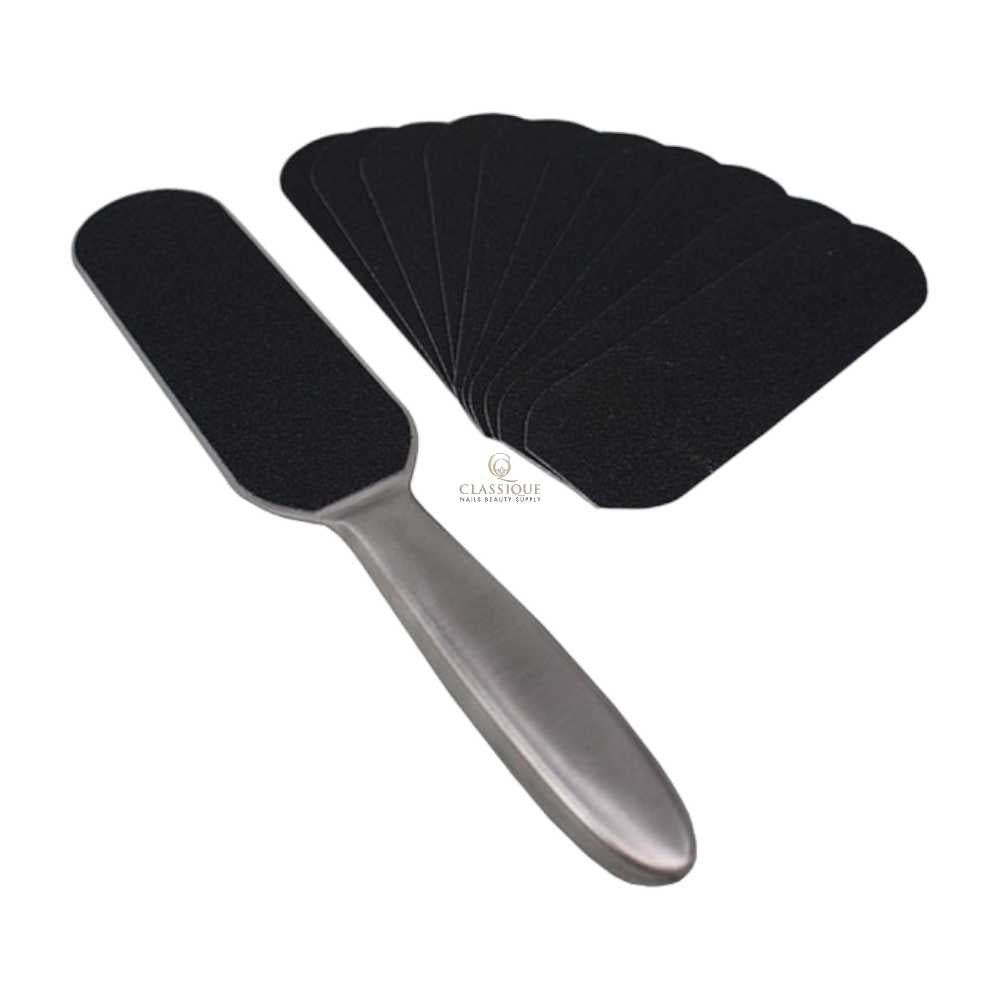 Silver Star Stainless Foot File With Refill Grits (Big) - Classique Nails Beauty Supply