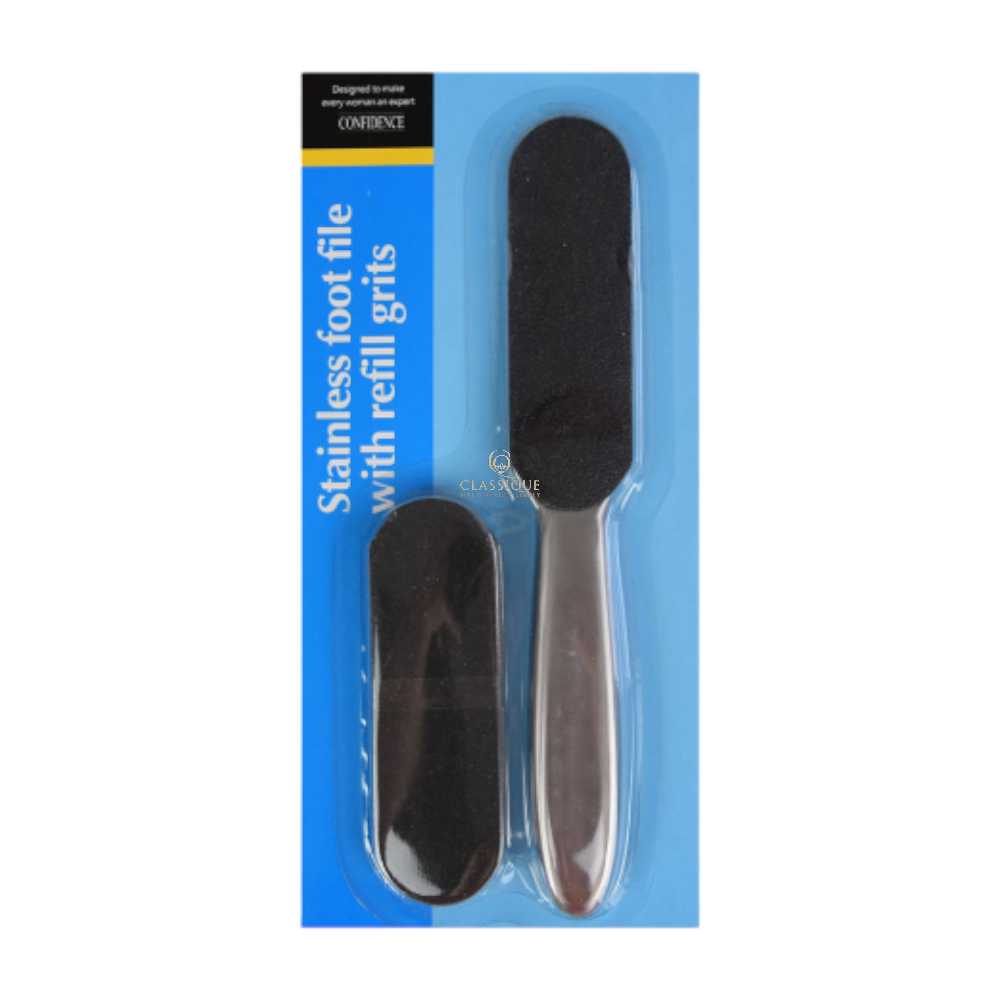 Silver Star Stainless Foot File With Refill Grits (Small) - Classique Nails Beauty Supply