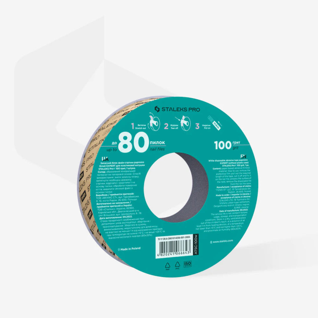Staleks Disposable White Abrasive Tape PapmAm EXPERT 100 Grit (Refill)