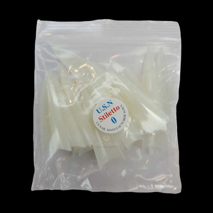 USN Nail Tips Natural Stiletto (Bag of 50), acrylic nail tips, nail tip shapes