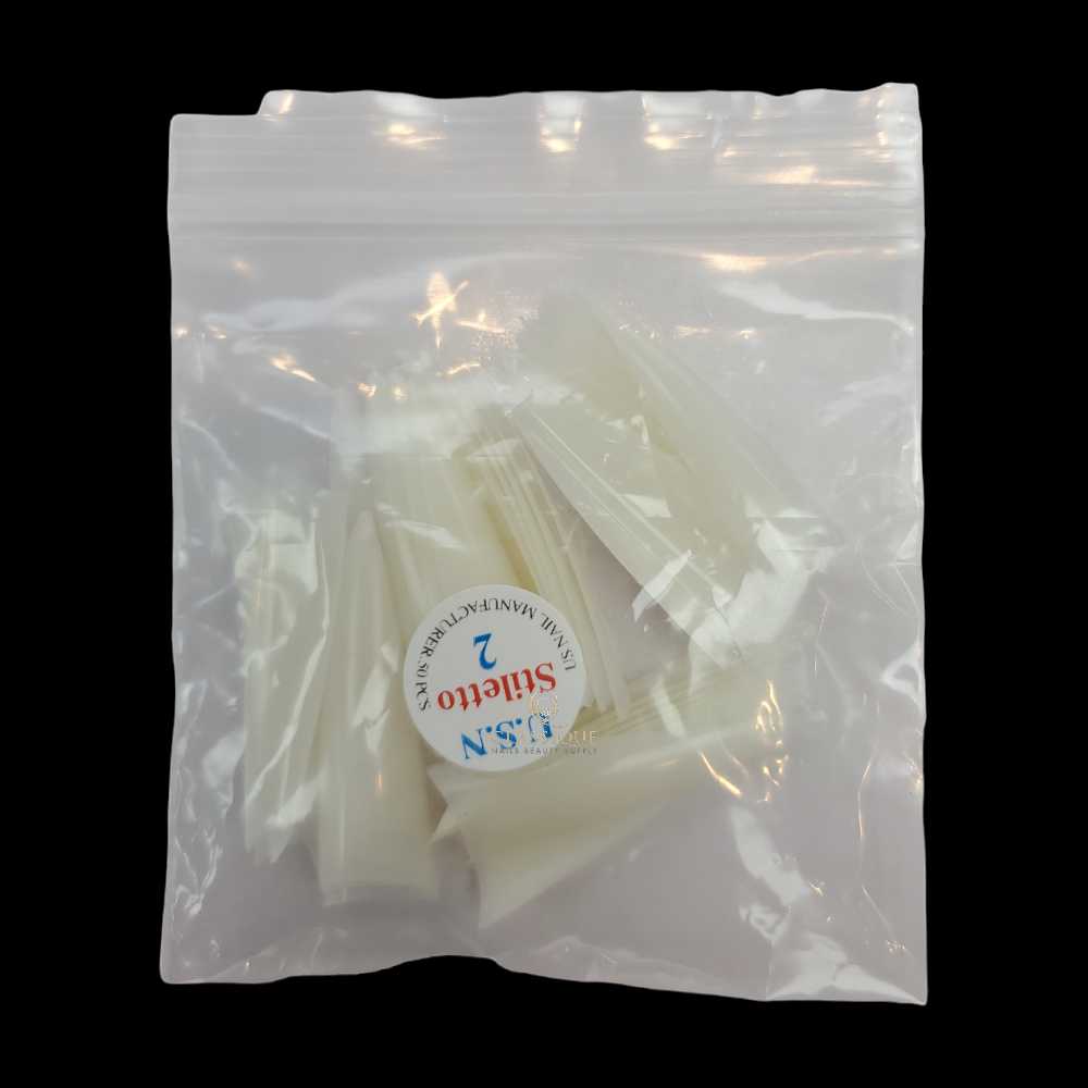 USN Nail Tips Natural Stiletto (Bag of 50), acrylic nail tips, nail tip shapes