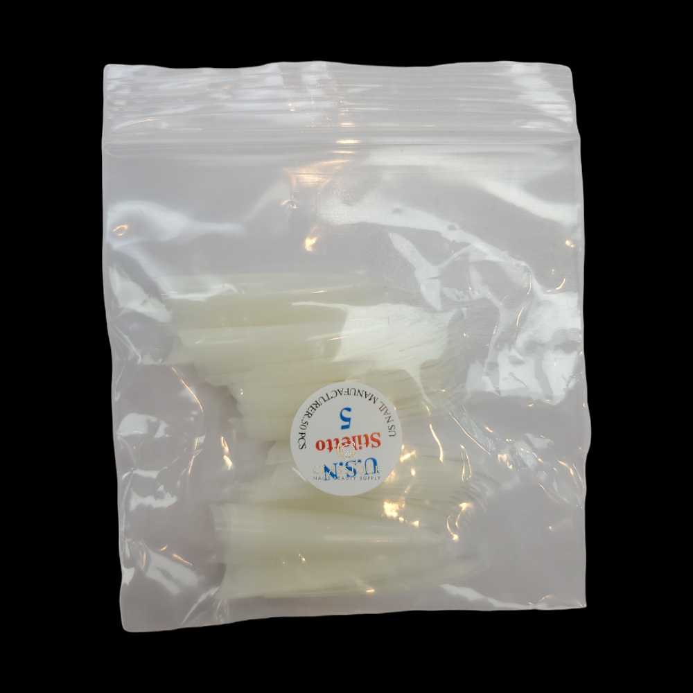 USN Nail Tips Natural Stiletto (Bag of 50), acrylic nail tips, nail tip shapes