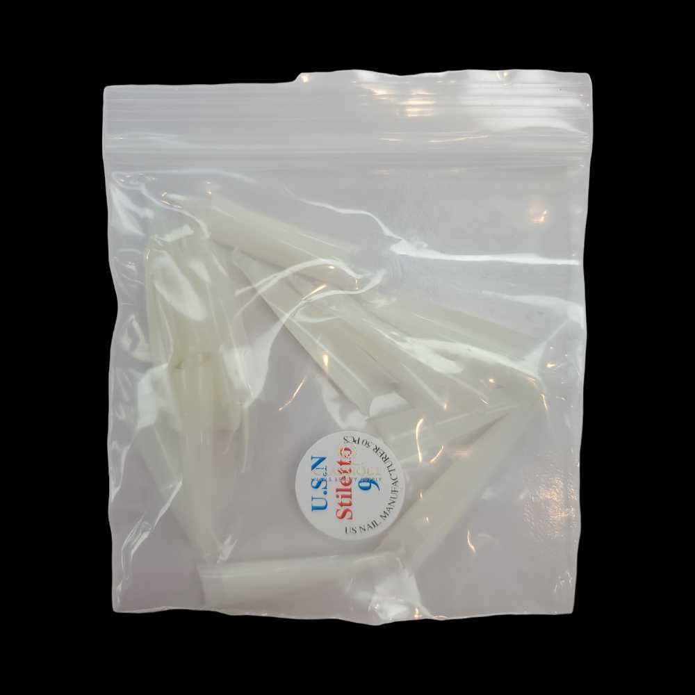 USN Nail Tips Natural Stiletto (Bag of 50), acrylic nail tips, nail tip shapes