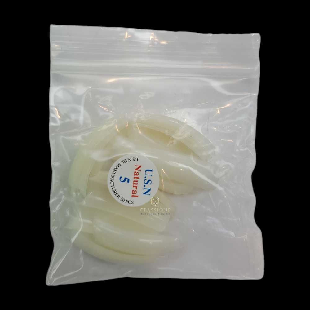 USN Nail Tips Natural (Bag of 50), acrylic nail tips, nail tip shapes