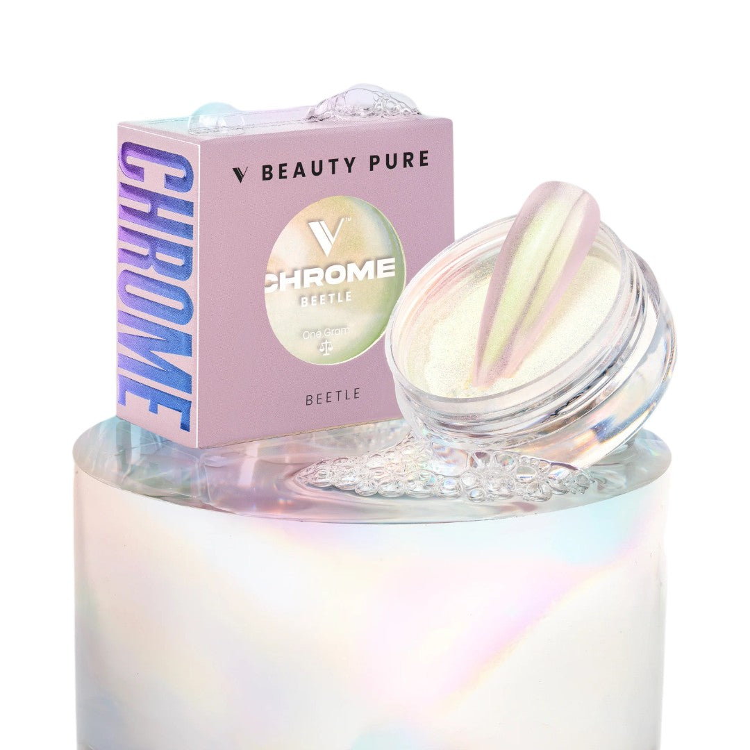 V Beauty Pure chrome nail powder Beetle, chrome nail art designs​, nail art with chrome​