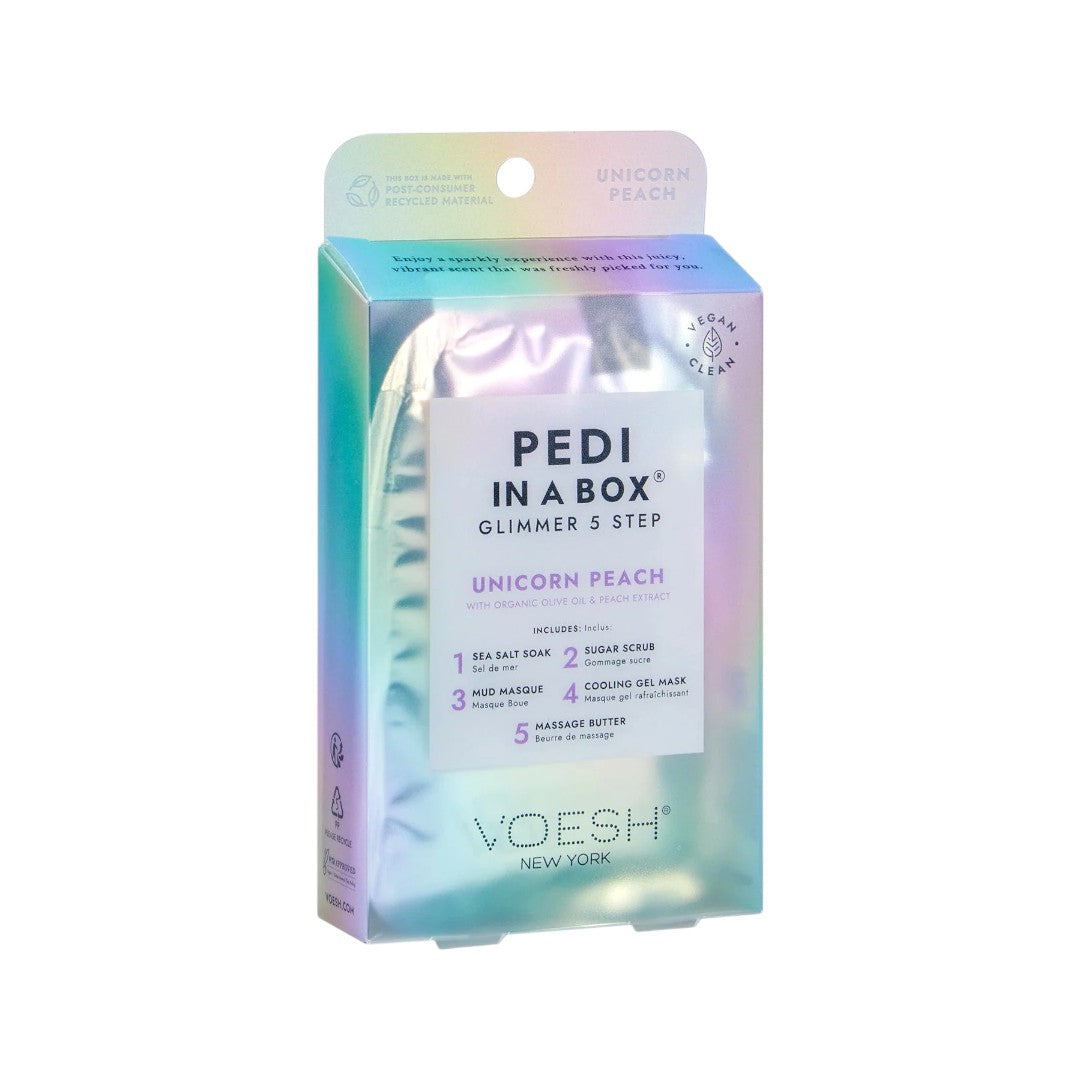 Voesh 5in1 Glimmer Pedi in a Box - Unicorn Peach
