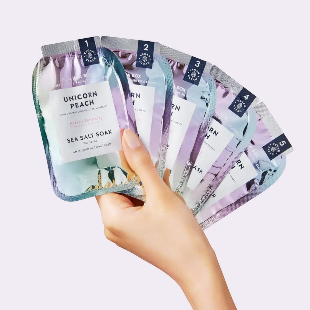 Voesh 5in1 Glimmer Pedi in a Box - Unicorn Peach