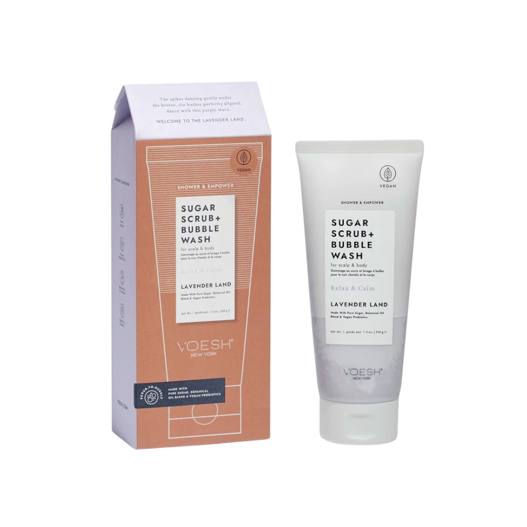 Voesh Sugar Scrub + Bubble Wash For Scalp And Body - Lavender Land