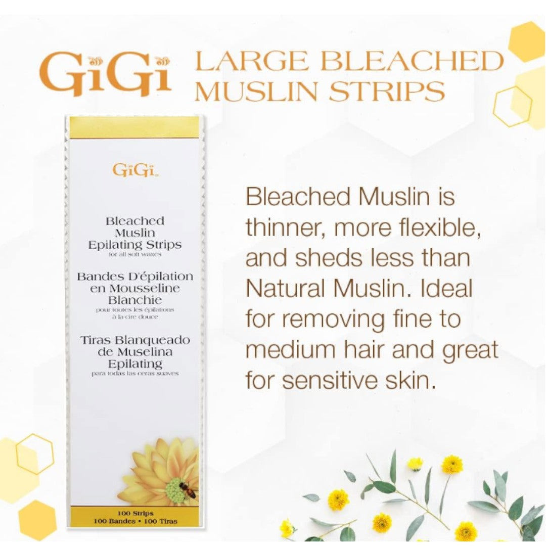 Gigi Wax Strips - Bleached Muslin Large (100 Strips) #0640