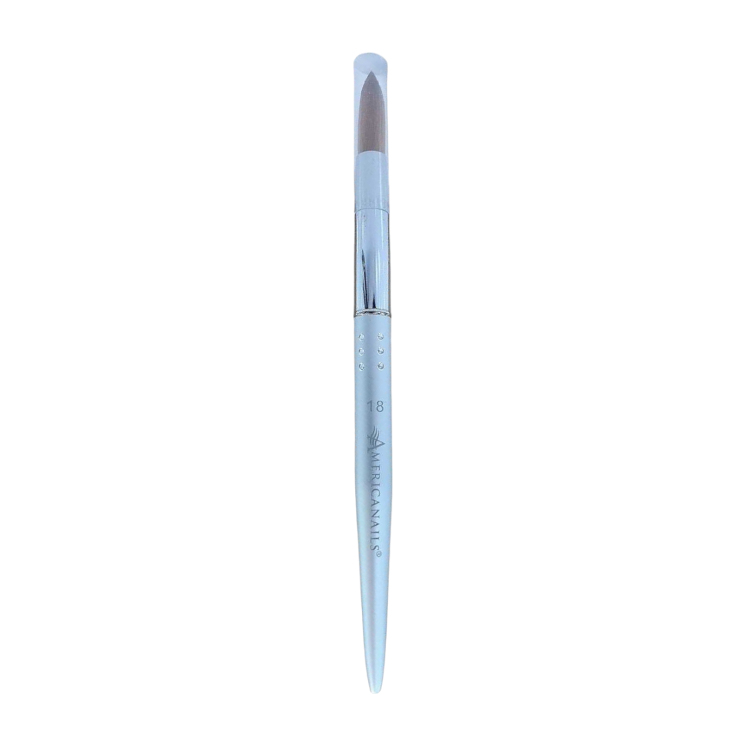 Americanails Acrylic Brush - Faux Kolinsky Silver Handle #18