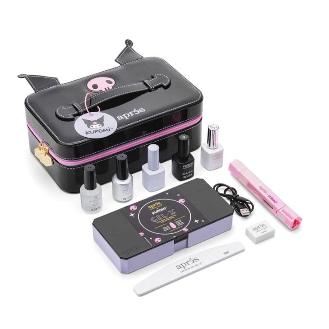 Apres Nail Extension Gel-X Kit - Apres X Hello Kitty & Friends (Kuromi Edition & Natural Almond Medium Neutral French Tips Box)
