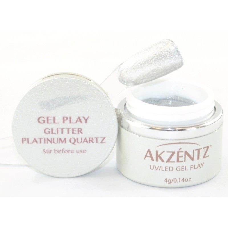 Akzéntz UV/Led Gel Play - Glitter Platinum Quartz 0.14Oz