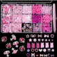 CNBS Nail Charm - Mixed Pink Styles w/ Tweezer (15 Grids)
