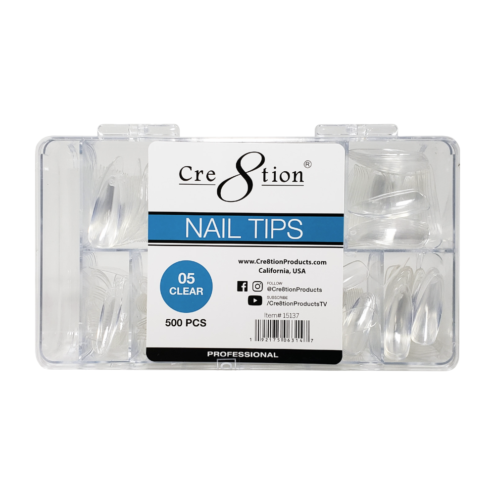 Cre8tion Nail Tips Box - Clear Almond Long (500Pcs) #15137