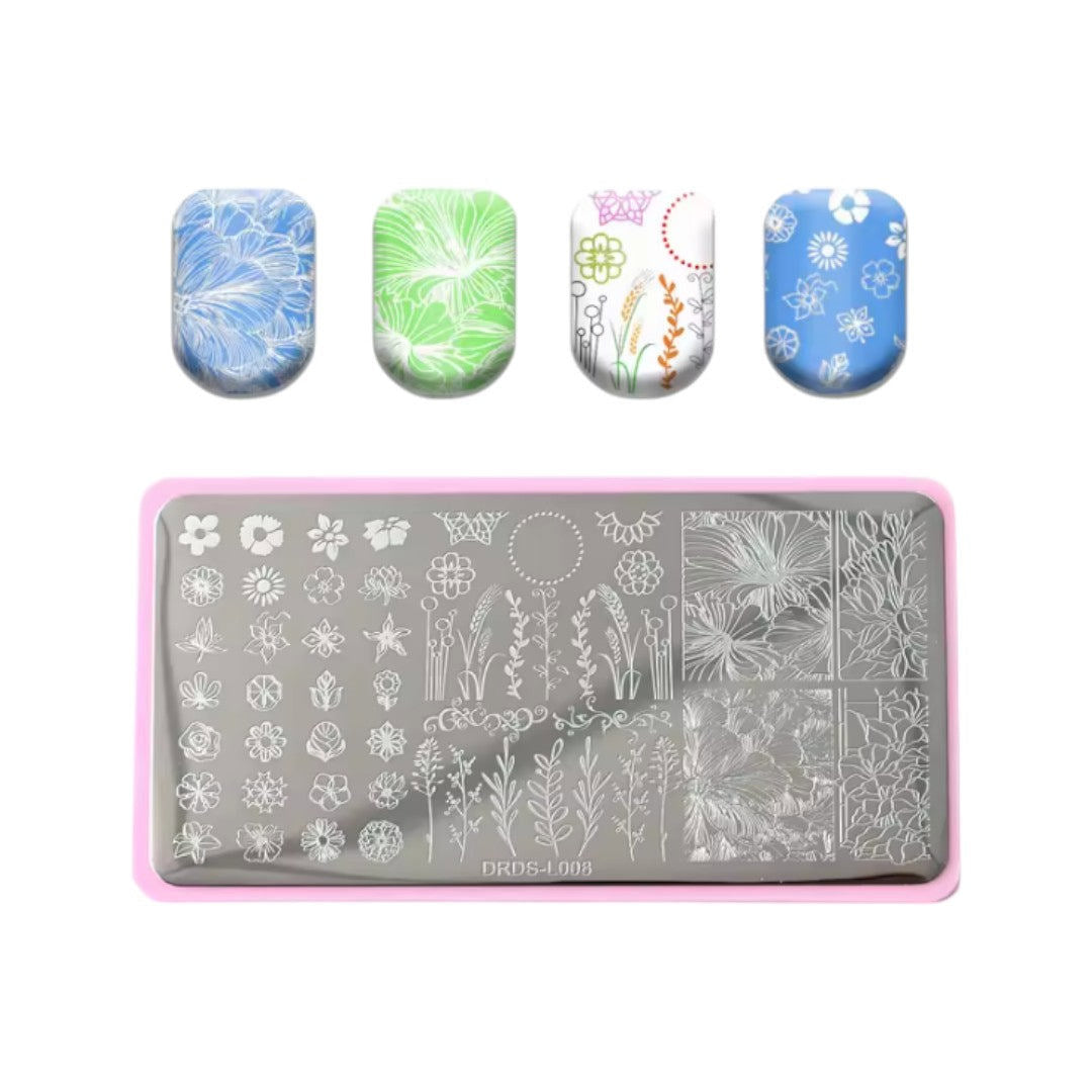 CNBS Nail Stamping Plates - Tree Bark, Leaves & Whirlpool Patterns #DRDS-L008