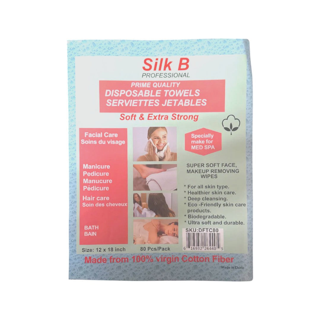 Silk B Disposable Facial Towel 12x18 (Bag of 80) #DFTC80