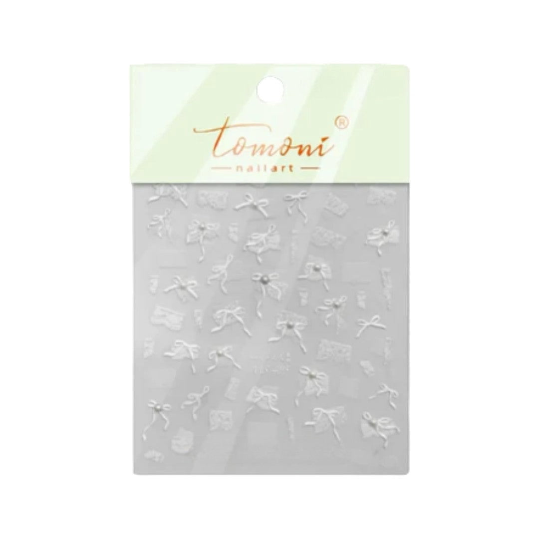 CNBS Nail Stickers - White Bows #MS495