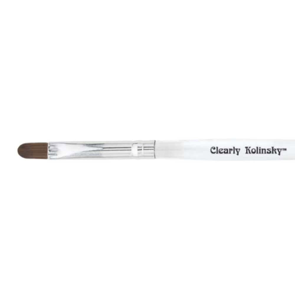 Americanails Gel Brush - Kolinsky Oval Clear Handle #CKFO11