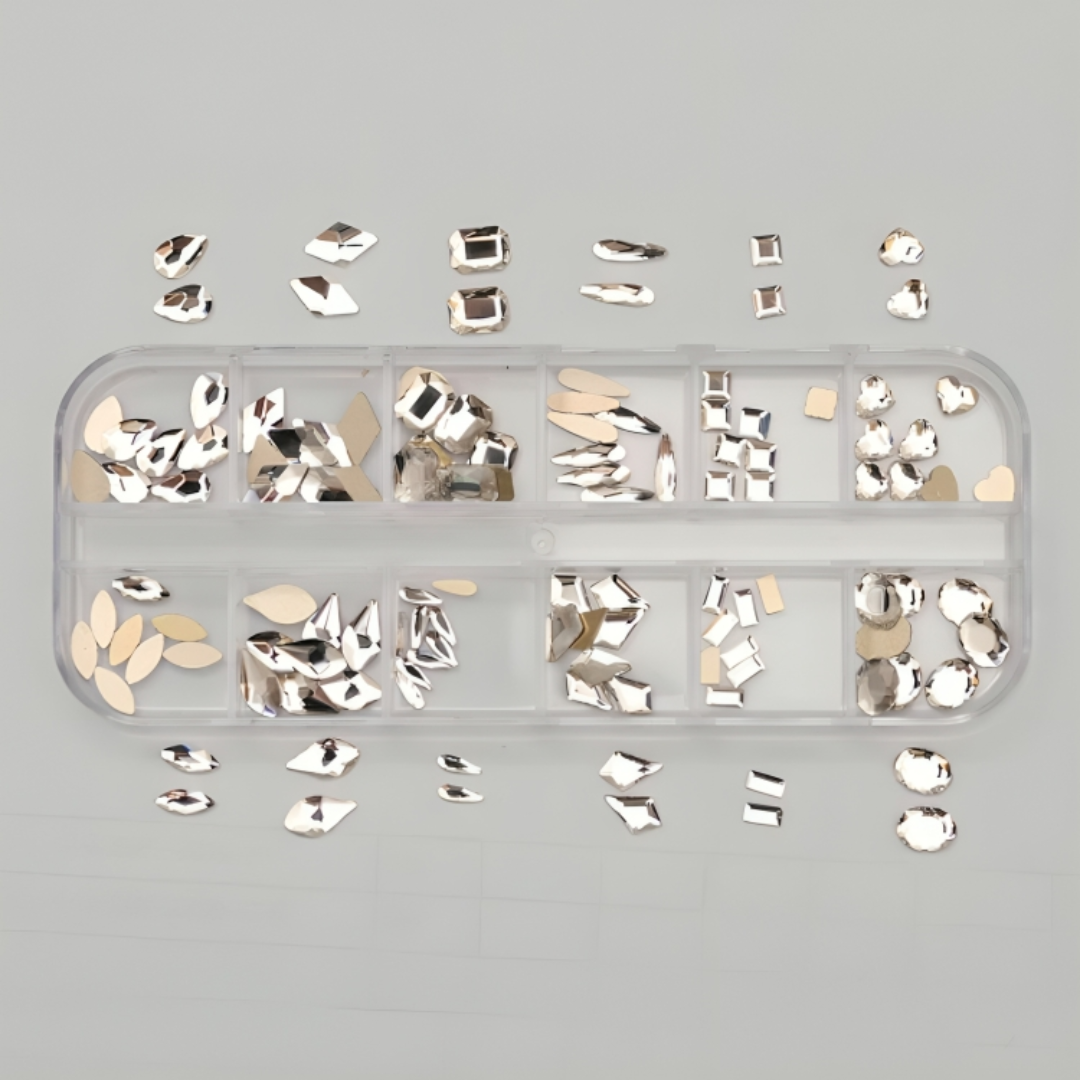3D Multi-Shape Flatback Crystals Nail Art Rhinestones (Tray of 12)