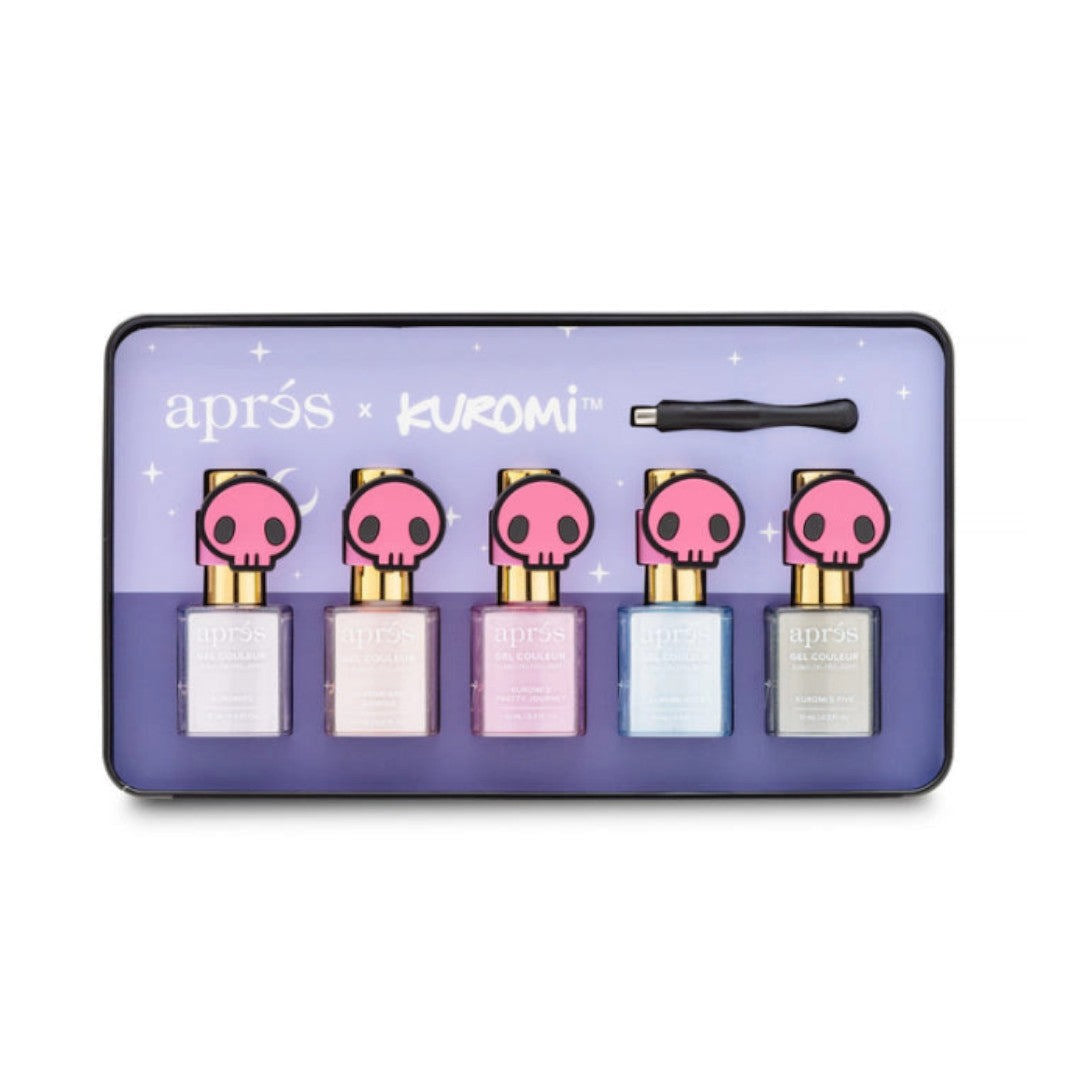 Apres Kuromi Caty Eye Gel Couleur (HEMA-Free) W/ Pink Skull Cap Accessory (Set Of 5)