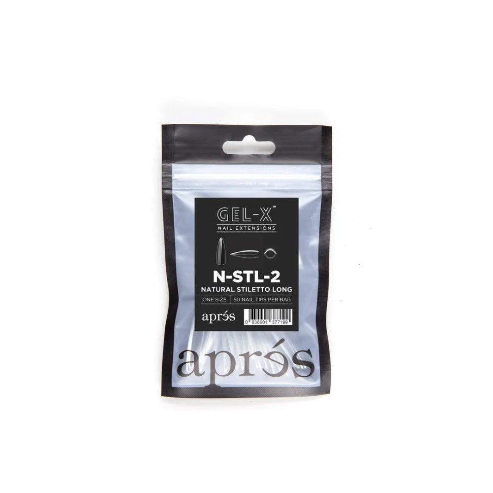 Apres Gel-X Refill Tips - Natural Stiletto Long (50Pcs)