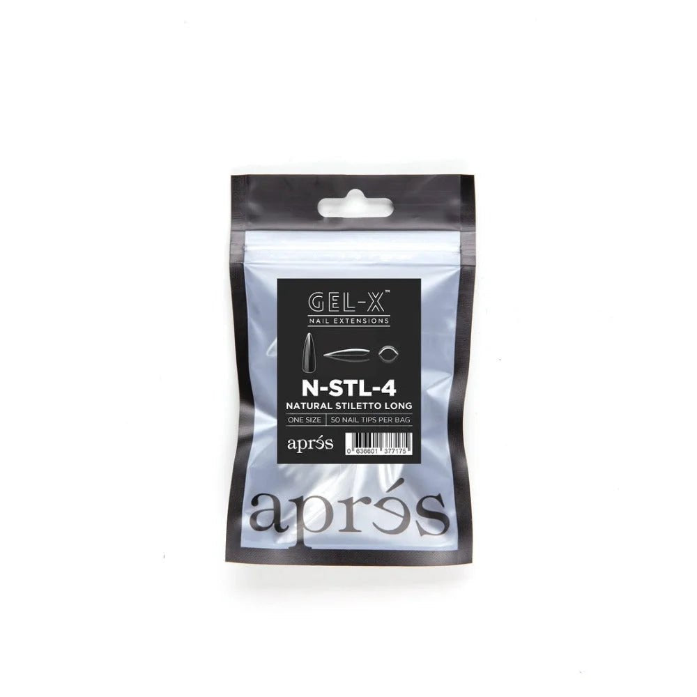 Apres Gel-X Refill Tips - Natural Stiletto Long (50Pcs)