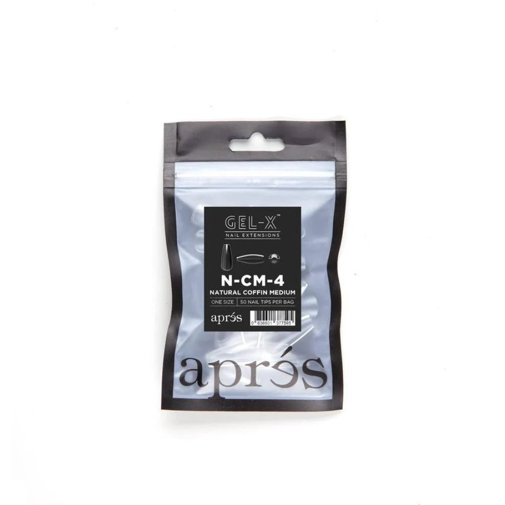 Apres Gel-X Refill Tips - Natural Coffin Medium (50Pcs)