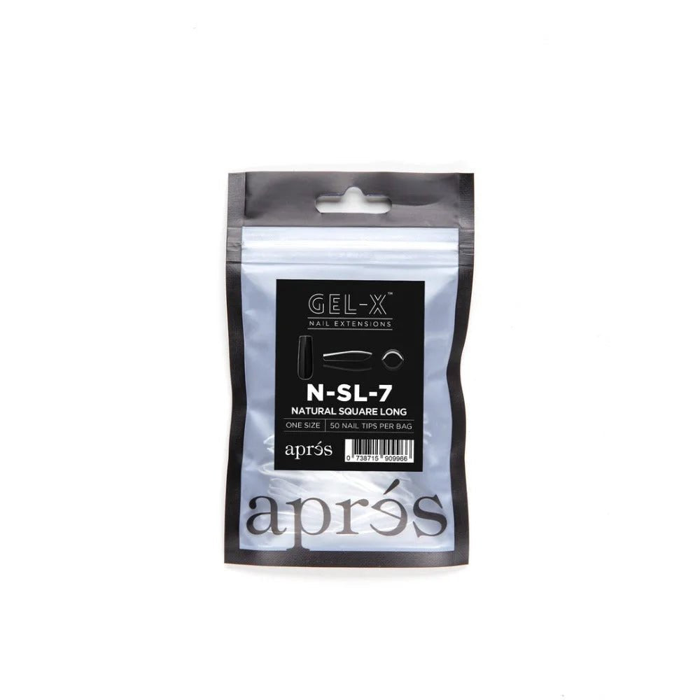Apres Gel-X Refill Tips - Natural Square Long (50Pcs)