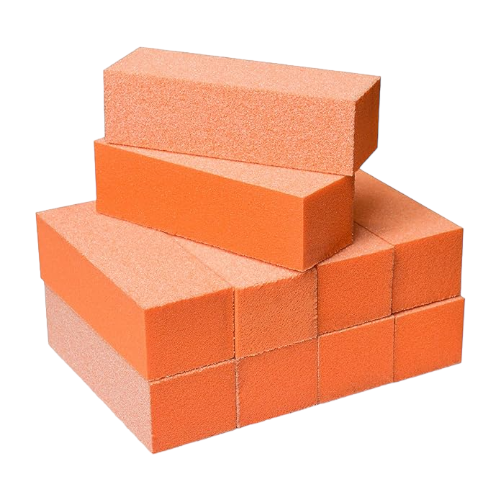 RED 3-Way Nail Buffer - Orange White 80/100/100 Grit