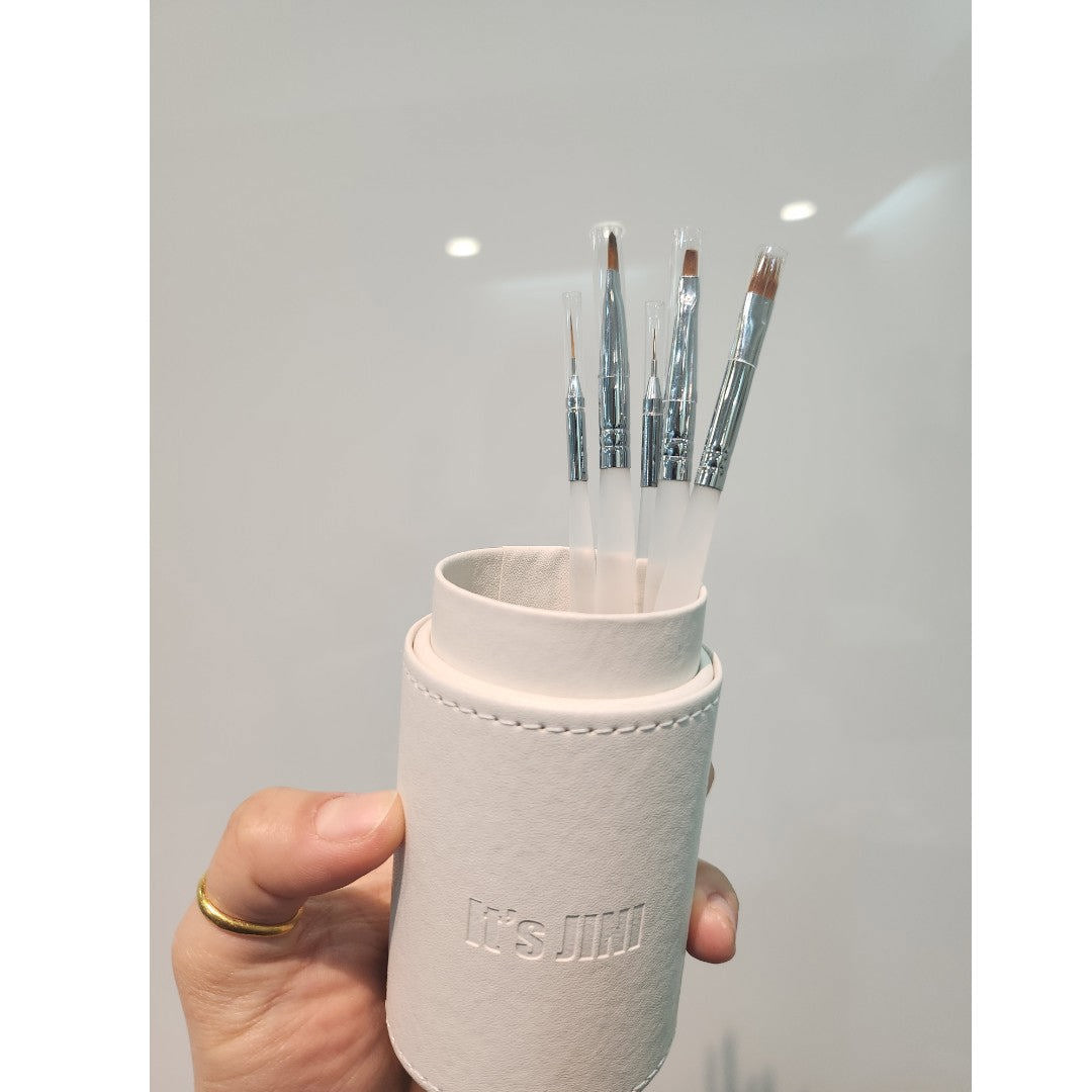 DGEL X JINI - It's JINI Nail Brush Set (5Pcs + Leather Case)