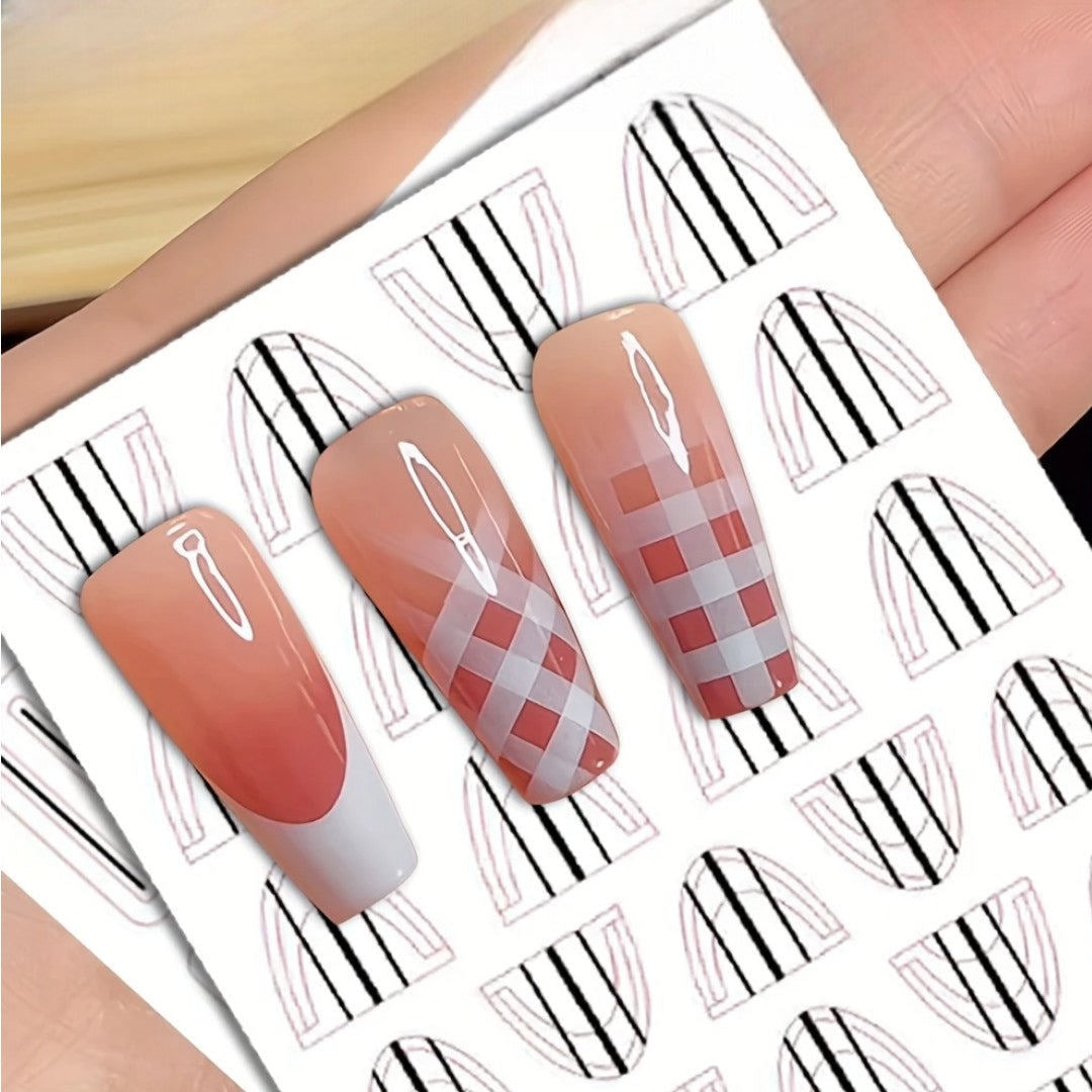 CNBS Nail Stickers - French Design With Positioning Lines #H033