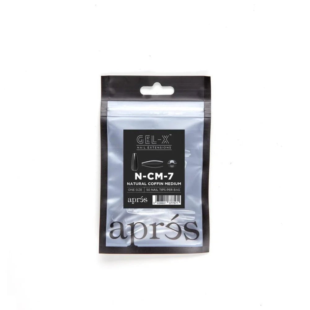 Apres Gel-X Refill Tips - Natural Coffin Medium (50Pcs)