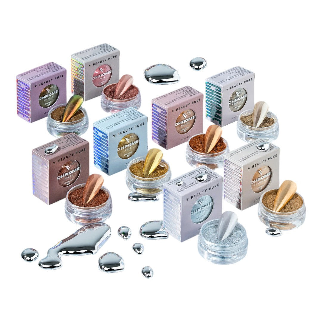 V Beauty Pure Chrome Powder Hot Metals Collection 8Pcs