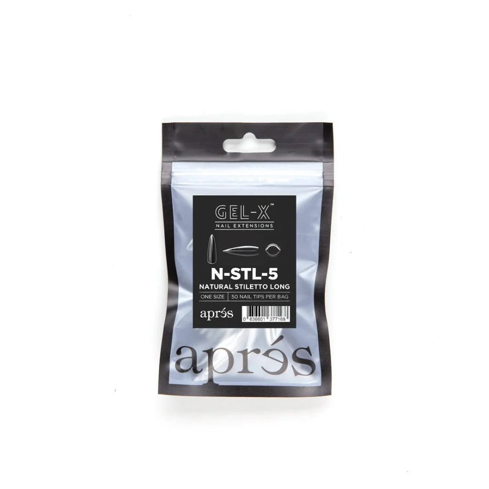 Apres Gel-X Refill Tips - Natural Stiletto Long (50Pcs)