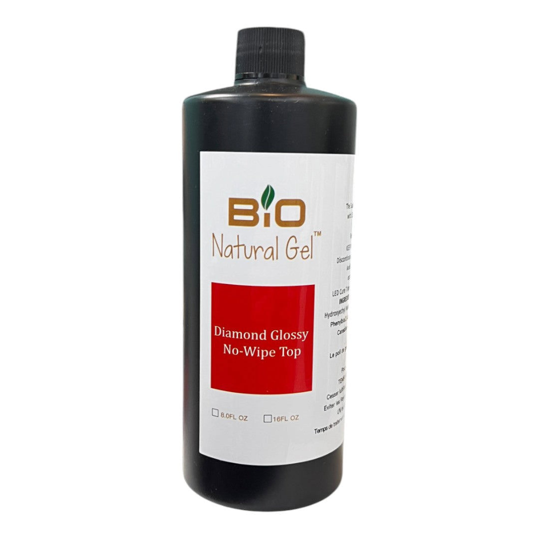 Bio Natural Gel Top Coat Refill - Non-Wipe Diamond Glossy 16Oz