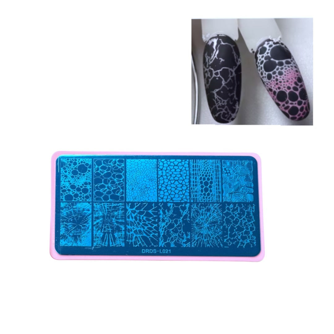 CNBS Nail Stamping Plates -  Bubble and Marble Patterns #DRDS-L021