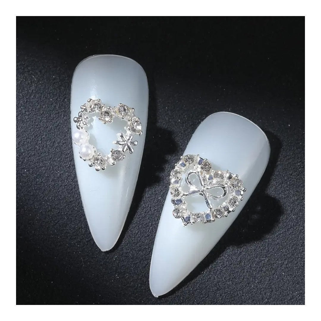 CNBS Nail Charms - Diamond Alloy Bow Heart 10pcs
