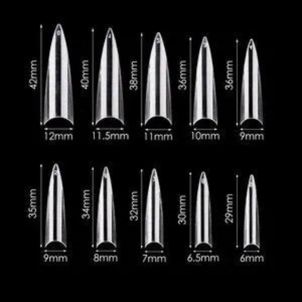 Cre8tion Nail Tips Box - Clear Long Stiletto (600Pcs) #15131