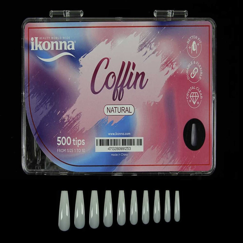 Ikonna Nail Tips Box - Natural Coffin (500pcs) #NT-CB-N