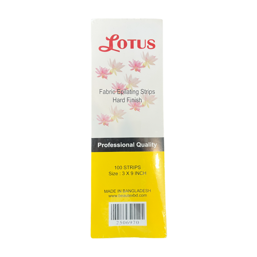Lotus Wax Strips - Fabric Epilating Pre-cut Hard Finish 3"x9" (100 Strips)