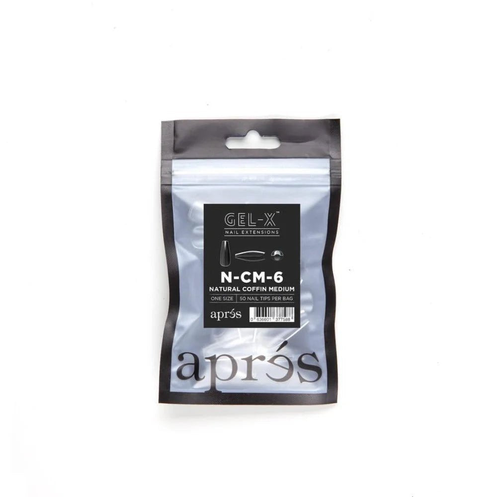 Apres Gel-X Refill Tips - Natural Coffin Medium (50Pcs)